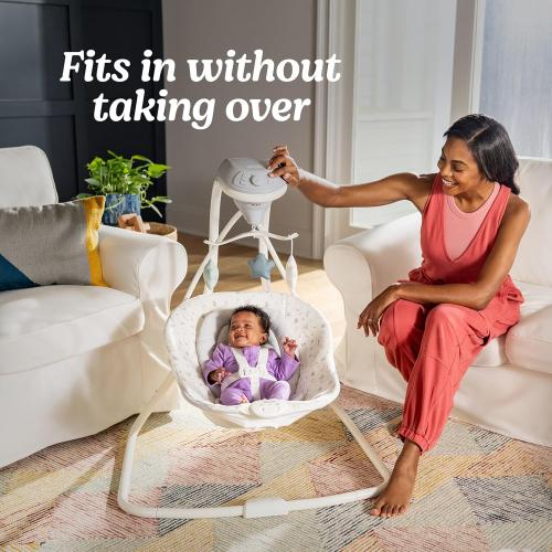 Graco Simple Sway Baby Swing, Side‑to‑Side Sway, Infant Swing with 6 Speeds, Vibration, Abbington