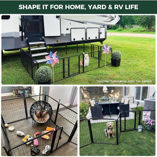 FXW Rollick Unleashed Dog Playpen for Indoor, Yard, RV Camping, 24 inch 8 Panels for Small and Puppy Dogs, Black│Patented