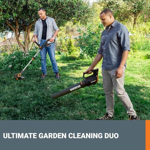 Worx 20V String Trimmer Cordless & Edger 3.0   Leaf Blower Cordless with Battery and Charger Turbine, Black and Orange