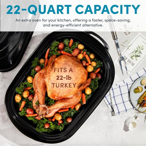 AROMA 18Qt. Roaster Oven with Self-Basting Lid, Fits 22-lb. Turkey, Adjustable Temperature Settings, Keep Warm Setting, Red