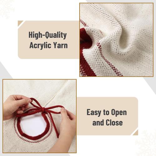 Mr. Pen 36 Red & White Knitted Christmas Tree Skirt, Xmas Tree Skirt, Small Tree Skirt