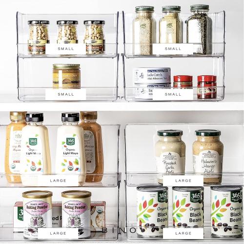 2 Pack BINO | Stackable Plastic Storage Bins, Large | THE MYRIAD COLLECTION | Multipurpose Bins | Pantry Organizers And Storage | Home Organization Containers | Clear Plastic Fridge Bin | Freezer Organizer