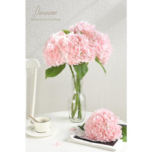 4 Pcs Real Touch Blush Pink Hydrangea Artificial Flowers, 20 Full Faux Hydrangea Flowers Fake Flowers for Home Decor Party Floral Arrangements Wedding Bouquets Centerpieces Decorations
