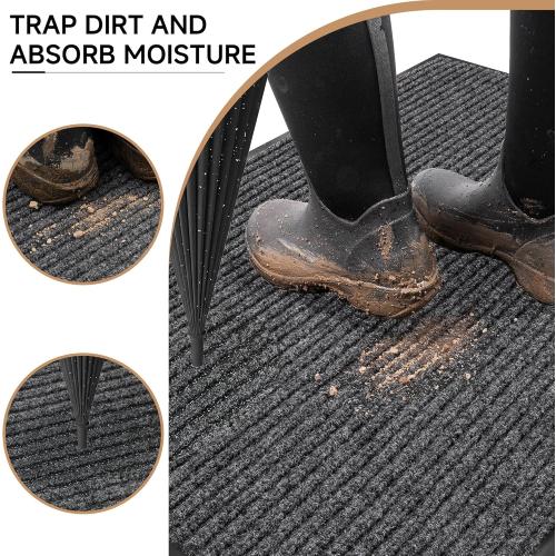 100pointONE Front Door Mat, Heavy Duty Indoor Outdoor Doormat for Entryway, 72 x 48 Low Profile Outdoor Mats for Home Entrance, Stain and Fade Resistant Welcome Mat for High Traffic Area, Dark Grey