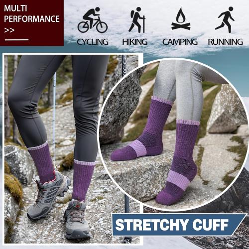 Anlisim Merino Wool Hiking Socks for Women Thermal Winter Warm Boot Work Cushion Socks 5 Pairs