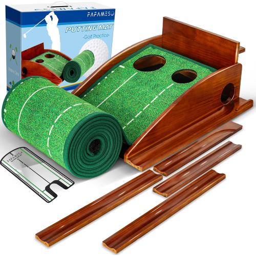 Golf Putting Mat, Putting Green Indoor with Ball Return - Golf Gifts for Men Christmas, Golf Training Aid for Home Office, Portable Putting Training Mat for Men