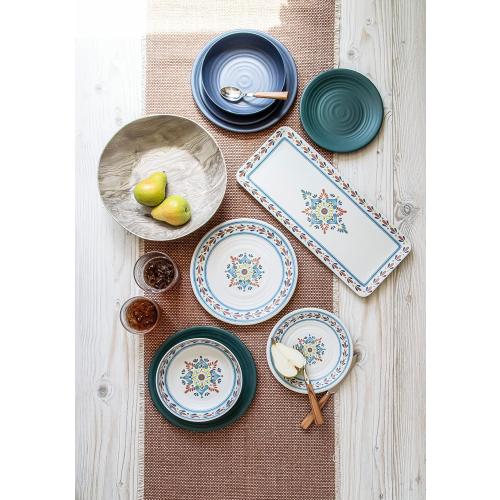 TarHong Planta Artisan Solid Dinner Plate, 10.5, Planta (Majority Plant Based with Melamine Binder), Shatterproof, Indoor/Outdoor Entertaining, Set of 6, Blue Matte