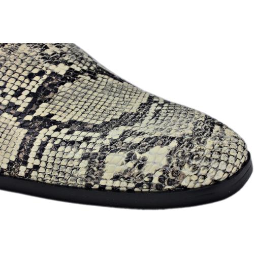 OSSTONE Men Size 12 Chelsea Ankle Boots Leather Snake Print Chukka Boots Heel Retro Dress Boots JY039-US
