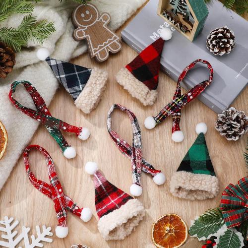 Geyoga 8 Pcs Mini Santa Hats and Scarves Decor Doll Christmas Accessories Small Gnome Hat for Craft DIY for Wine Bottle Gifts(Lovely Color,Exquisite)
