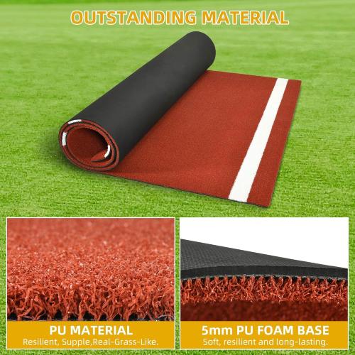 Baseball Batting Mat, Softball Hitting Mat, Upgraded Anti-Slip Matt with Stitched Embroidery Turf, Softball Baseball Training Matt with Home Plate Batters Box for Indoor Outdoor