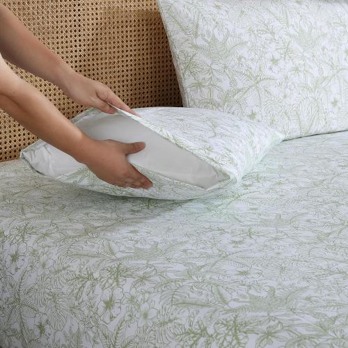 Caribbean Joe 6-Piece Sheet Set with Cooling Pillowcases, 12-inch Deep Pockets, Tropical Beach Coastal Design, KING Tropical Toile Green