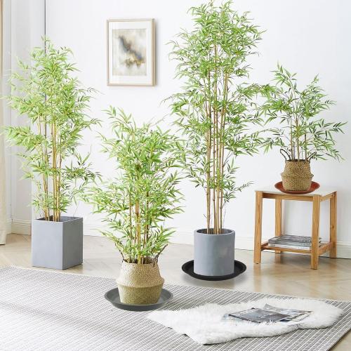 4 Pack 14 Inch Round Plant Saucers for Less 12 Inch Pot Indoors Outdoors Plant Trays for Pots Planter Saucer Plastic Drip Tray Planter Water Tray(Black, 13.8(4pcs))