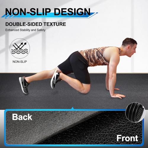 BesWin Large Exercise Mat 8'x4'x6mm/8mm, Extra Thick Workout Mats for Home Gym Flooring, High Density Non-Slip Gym Mats Fitness Mat for Cardio, Weights, Jump Rope, Fitness-Use With or Without Shoes