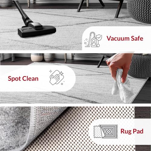 nuLOOM 4x11 Thigpen Contemporary Area Rug, Grey, Abstract Lines, Non-Slip Backing, Stain Resistant, For Bedroom, Dining Room, Living Room, Hallway, Office, Kitchen, Entryway