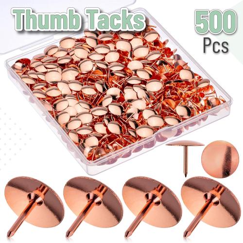 Mr. Pen- Thumb Tack, 500 Pack, Rose Gold, Flat Push Pins Bulk