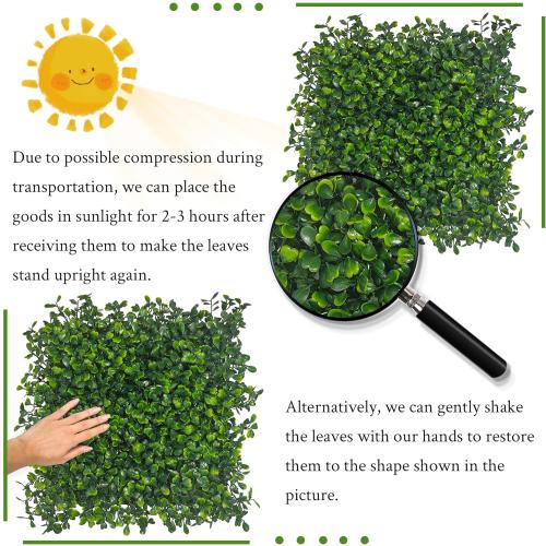 Artificial Grass Wall Panel,10x 10(12P) 4-Layer Leaf UV-Anti Greenery Faux Boxwood for Indoor,Outdoor Patio Balcony Privacy & Ivy Fence Covering Privacy, Garden, Backyard Wall Backdrop Decor