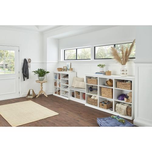 ClosetMaid Modular Storage Angled Shelves, Wood Closet Organizer Adjustable, Stacking, Full Backer, Decorative Trim, White, Shoe Shelf Unit