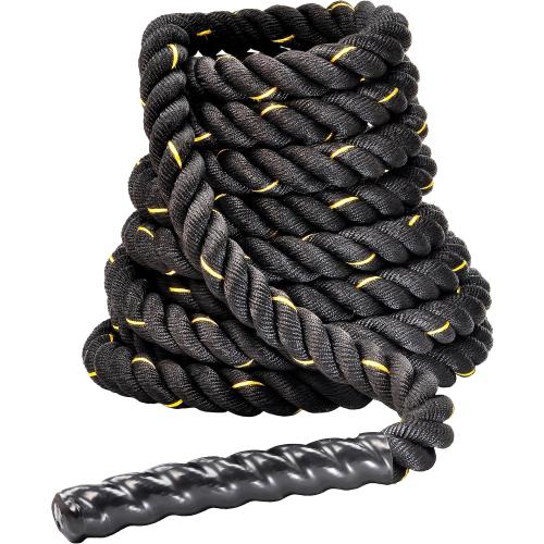Fitvids Battle Rope 1.5Inch 2 Inch Diameter Poly Dacron 30 FT – 40 FT – 1.5-Inch, 30FT – Black
