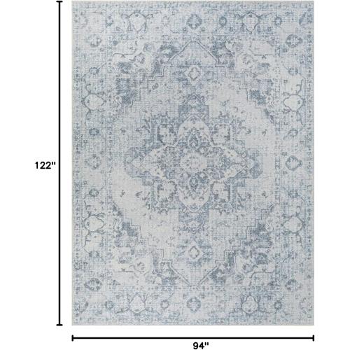Livabliss Lillian Vintage Washable Area Rug, 7'10 x 10', Blue Gray, (8' x 10')