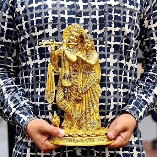 eSplanade Brass Radha Krishna Murti Idol Statue Sculpture - 12 inches | Pooja Idols | Home Decor