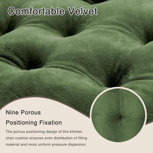 OVOV 4 Pack Chair Cushions for Dining Chairs Soft Seat Cushions for Kitchen Desk Chairs Square Chair Pads with Ties (15.5x15.5 Green)