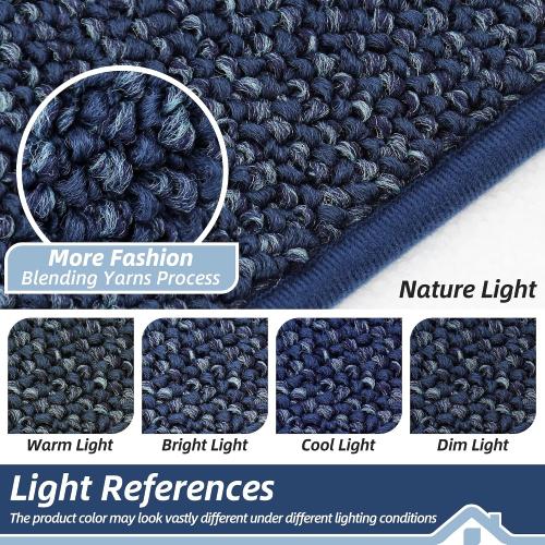BEQHAUSE Dirt Trapper Door Mat 24 x 36, Non-Slip Washable Doormats, Blue