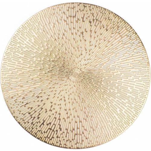Snowkingdom Round Gold Placemats Set of 12, Gold Vinyl Metallic 15 Inch Round Placemat, Washable Wipeable Hollow Place Mats Non Slip Dining Table Mats for Halloween Wedding Party Christmas Decoration