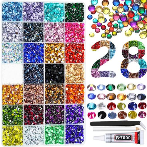 22000pcs Resin Rhinestones for Crafting, Silverback Bulk Mixed 3mm 4mm Flatback Round Beads, Non-Hotfix SS10 SS16 Gems Bedazzler, Jewels Bedazzling Kit with B7000 for DIY Art Crafts Decoration