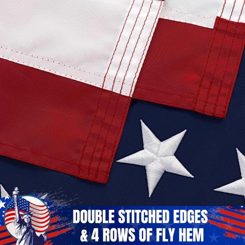 American Flag 4x6Ft for Outside, Long Lasting, Heavy Duty Nylon, Fade Resistant, High Wind US Outdoor Flags with Embroidered Stars, Sewn Stripes, Brass Grommets