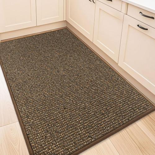 BEQHAUSE Kitchen Rugs 32x48, Non-Slip Kitchen Mats for Floor, Super Absorbent and Stain Resistant Kitchen Rugs, Machine Washable Rugs for Kitchen, Hallway, Laundry & Sink, Brown
