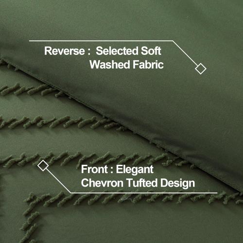 Andency Olive Green Comforter Set King Size, Boho Soft Fluffy Warm Lightweight Bedding Comforter Sets for King Bed, 3 Pieces Chevron Tufted Aesthetic Microfiber Lightweight Comforter Set
