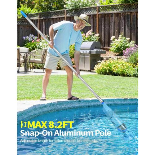 KimPump Cordless Pool Vacuum Cleaner with 4 Filter Bags, Suitable for Ultra-fine Impurity Filtration, 20.5 GPM Handheld Pool Vacuum for Above Ground & Inground Pools, Spa Vacuum for Hot Tub-Lightblue
