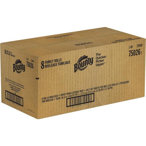 Bounty Quick Size Paper Towels, White, 8 Family Rolls = 20 Regular Rolls (Packaging May Vary)