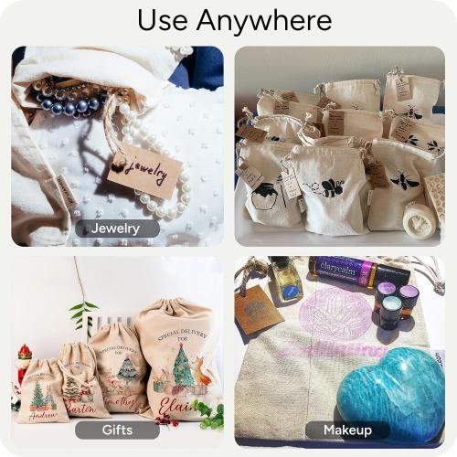 X-Small Reusable Cotton Bags - X-Small Cloth Gift Bags with Drawstrings for Jewelry, Home Supplies, Makeup,DIY, Wedding, Party Favors - Muslin Fabric Pouches