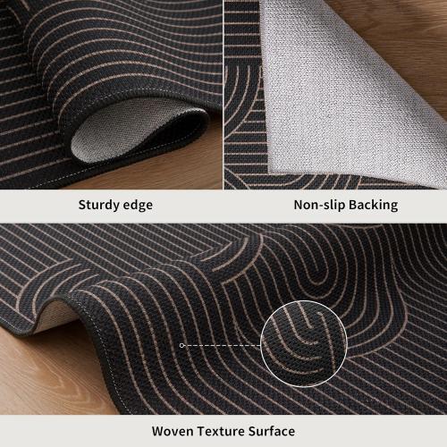 Tangsoo Modern Easy Jute Rug 8x10 Washable Area Rugs for Living Room,Black Non Slip Indoor Outdoor Carpet,Farmhouse Large Throw Mat for Balcony Backyard Dining Room Home Office Decor(Gently used condition)