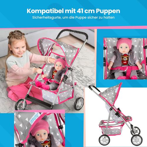 Baby Doll Stroller | Pram for Girls | Umbrella Stroller for Kids - Lightweight Play Carriage for Ages 2  Years | Baby Doll Accessories with Storage | 22.05-Inch Handle Height, Model KP0280S
