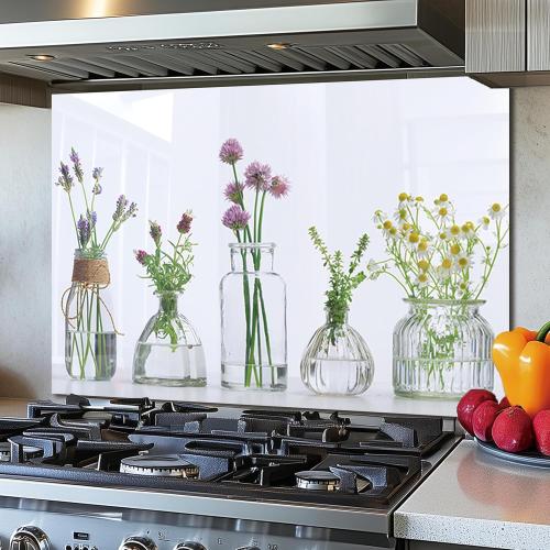 DAIFURONGE Flower Vase,Tempered Glass Backsplash for Kitchen,Easy to Clean, One Piece Glass Behind Stove Splashback Panel, Home Kitchen Wall Decor (30x14(76.2x35.56cm))