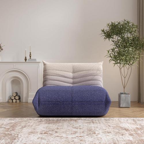 Bean Bag Chair, Fireside Chair Bean Bag Sofa Large Bean Bag Chair for Adults, Bean Bag Chairs for Teens with High Density Comfortable Foam, Memory Foam Bean Bag for Living Room, Bedroom (Blue&White)