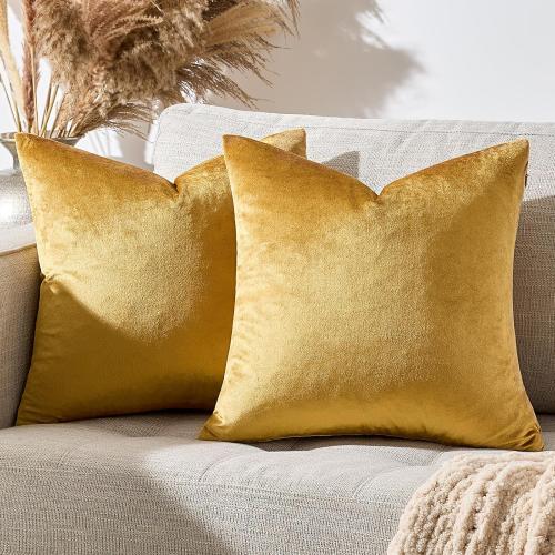 GIGIZAZA Golden Throw Pillow Covers 22x22 Decorative Velvet Cushion Covers Pack of 2 Pillowcase for Sofa
