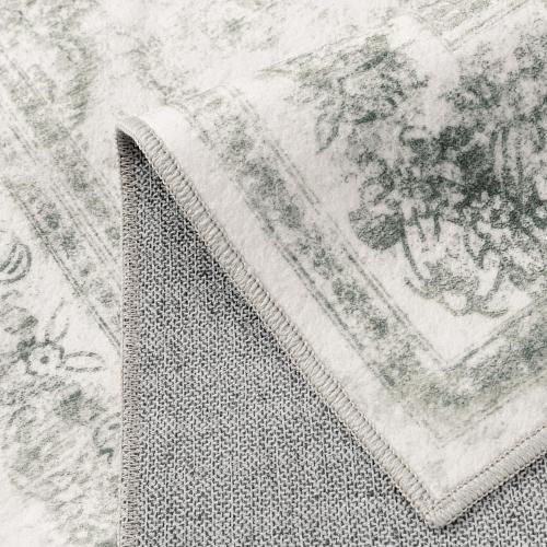 PureCozy Washable Rug 9x12 Area Rug for Living Room Gray Vintage Boho Medallion Large Grey Distressed Retro Carpet Non Slip Indoor Low Pile Small Soft Bedroom Dining Room Home Office