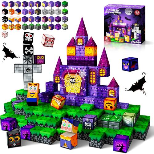 Mysterious Castle Magnetic Building Blocks for Kids 100PCS, 0.8in Magnet Cubes STEM Educational Construction Toys for Boys and Girls, 0.8in Magnetic Toys Gift Set
