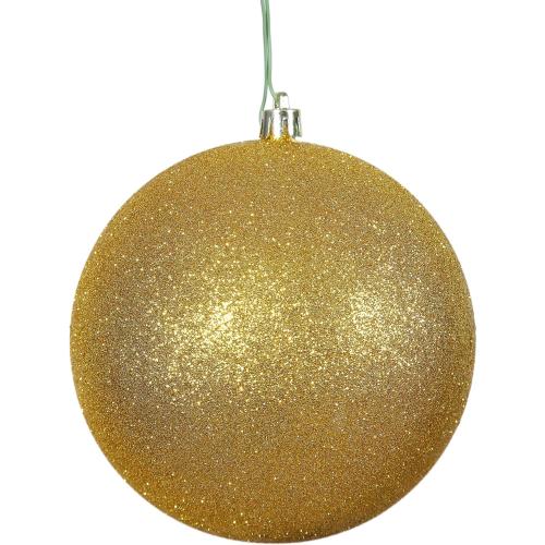 Vickerman 6 Antique Gold Glitter Ball Ornament, 4 pk