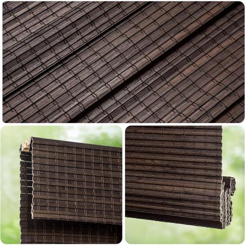 LazBlinds Cordless Bamboo Roman Shades, Privacy Blinds for Interior Windows, Room Darkening Roll Up Bamboo Blinds for Home & Patio, 31.5 W x 64 H, BDP-Espresso