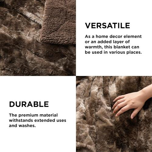 Bedsure GentleSoft Sherpa Fluffy Throw Blanket - Fleece Warm and Cozy Throw for Women Gift, Plush & Fuzzy Faux Fur Blanket for Couch, Sofa and Bed Decor, Tie Dye Design, Brown,