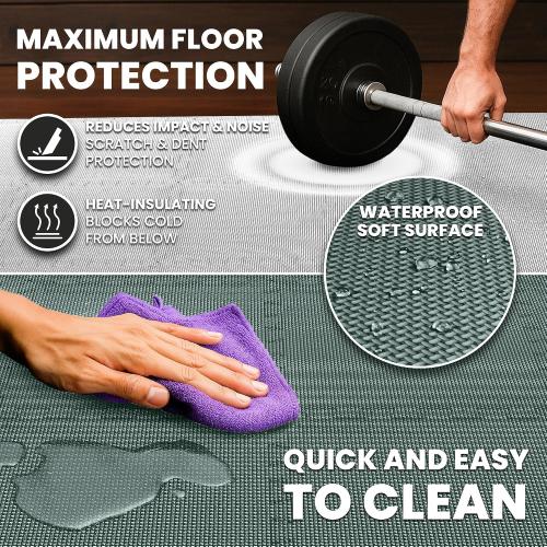 bemaxx Gym Mats Set - EVA Interlocking Foam Floor Tiles (12.6x12.6x0.4) Protective Gym Flooring Sports Home Workout Exercise Mats Puzzle Garage Fitness Play-Room Pool Treadmill Bike, 18 pcs, 18sqft