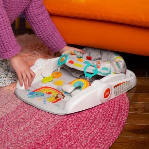 Bright Starts Learn-to-Sit Baby Floor Seat, 2-Positions Grow with Infant, Portable Baby Chair, Includes Sensory Toys, Unisex, 4-12 Months, Playful Paradise