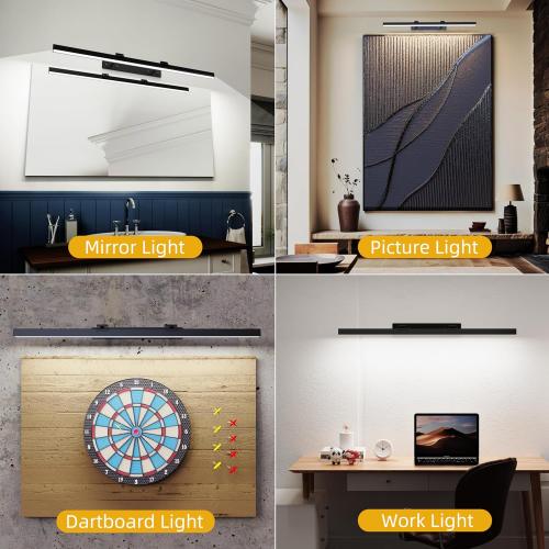 Large Battery Operated Wireless Picture Light，Rechargeable 39.4inch Painting Display Light,Remote Control Wall Lights with Three Modes and Timing for Art Frame
