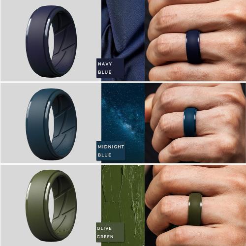 ThunderFit Men's Silicone Rings 10mm Wide 2.5mm Thick Rubber Bands, Breathable, Variety Multipack 1-10