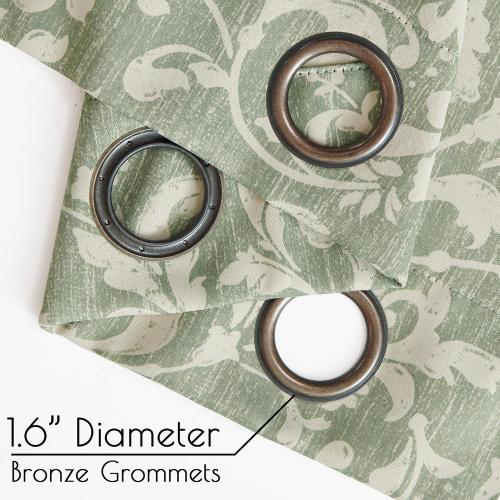 jinchan 80% Blackout Curtains for Living Room, Farmhouse Drapes with Scroll Floral Patterned for Bedroom, Grommet Top Thermal Insulated Curtains, Vintage Country Drapes 2 Panels Green