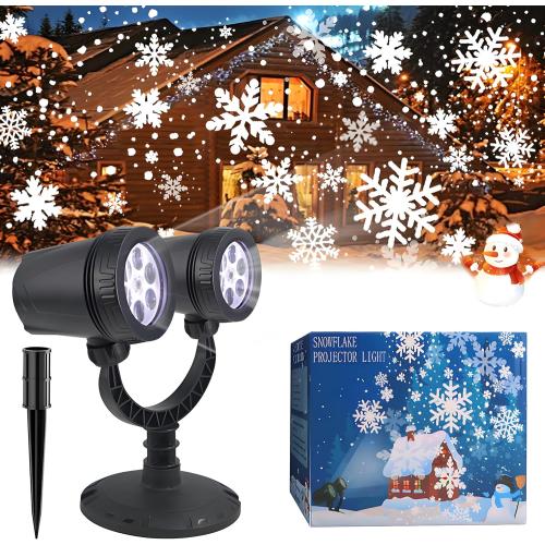 Outdoor Christmas Decorations Christmas Double Head Snowflake Projector Lights,Christmas Projector Lights IP65 Waterproof Adjustable Christmas Decorations Indoor for Patio Wall Window